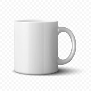 Vector 3D Realistic White Ceramic Mug. Tea or Coffee Cup, Isolated. Blank Promotional Cup for Branding, Corporate Gift, Advertising, Merchandise, Logo Template, Mockup